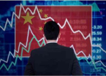 Bandera de China y gráficos económicos, Depositphotos
