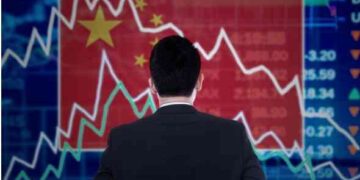 Bandera de China y gráficos económicos, Depositphotos