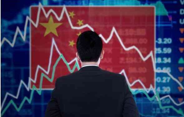 Bandera de China y gráficos económicos, Depositphotos